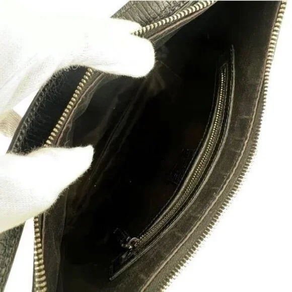 Authentic Gucci GG Horsebit Canvas Hobo Shoulder Tote Bag Leather Monogram Black - Picture 5 of 7